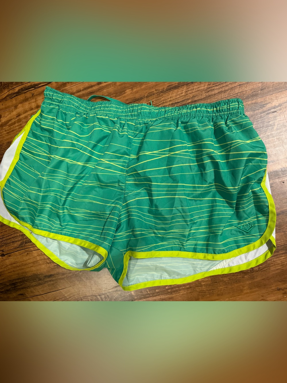 Women Pony Green Striped One-Piece with Lime Trim
